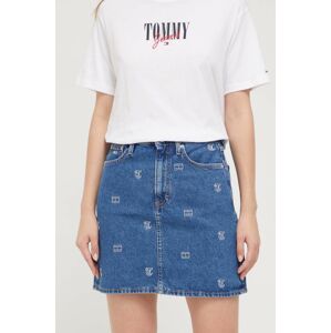 Rifľová sukňa Tommy Jeans mini, puzdrová