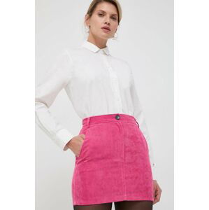 Manšestrová sukňa Patrizia Pepe ružová farba, mini, puzdrová