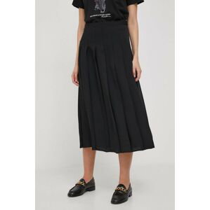 Sukňa Polo Ralph Lauren čierna farba, midi, áčkový strih