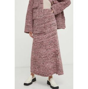 Vlnená sukňa Lovechild ružová farba, maxi, áčkový strih