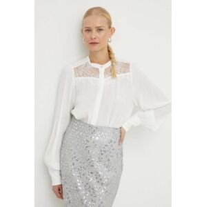 Košeľa Bruuns Bazaar dámska, biela farba, voľný strih, so stojačikom