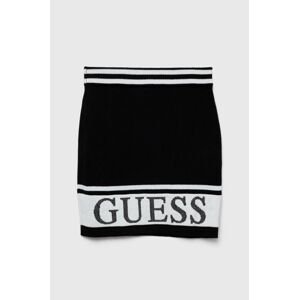 Dievčenská sukňa Guess čierna farba, mini, rovný strih