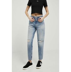 Bavlnené rifle Calvin Klein Jeans vysoký pás