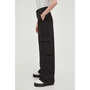 Bavlnené nohavice Levi's BAGGY CARGO čierna farba, rovné, stredne vysoký pás