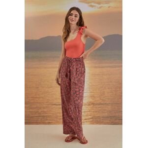 Nohavice women'secret Mix & Match dámske, červená farba, rovné, vysoký pás, 3705427