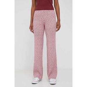 Nohavice Pepe Jeans dámske, ružová farba, melanžové