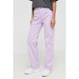 Manšestrové nohavice Billabong fialová farba, rovné, vysoký pás