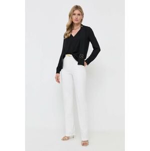 Nohavice Elisabetta Franchi dámske, biela farba, rovné, vysoký pás
