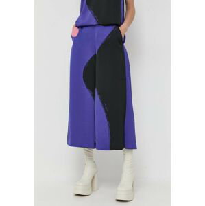 Nohavice Marella dámske, fialová farba, široké, vysoký pás