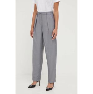 Nohavice Armani Exchange dámske, šedá farba, široké, vysoký pás