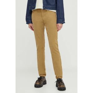 Manšestrové nohavice Marc O'Polo béžová farba, priliehavé, stredne vysoký pás