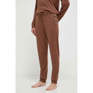 Nohavice Tommy Hilfiger hnedá farba, jednofarebné