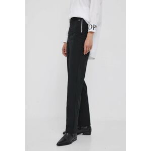 Nohavice Calvin Klein Jeans dámske, čierna farba, rovné, vysoký pás