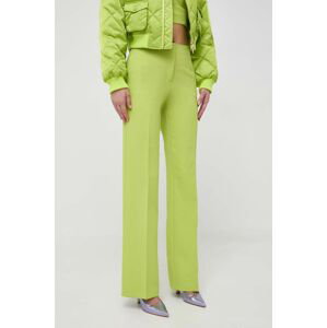 Nohavice MAX&Co. x Anna Dello Russo dámske, zelená farba, rovné, vysoký pás