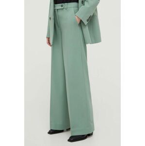 Nohavice Lovechild dámske, zelená farba, rovné, vysoký pás