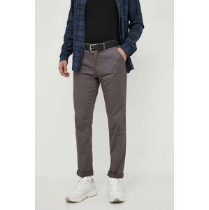 Nohavice Calvin Klein pánske, šedá farba, strih chinos