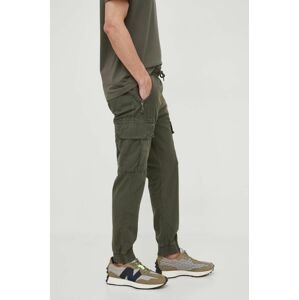 Bavlnené nohavice Alpha Industries 116201.136-GreyBlack, zelená farba