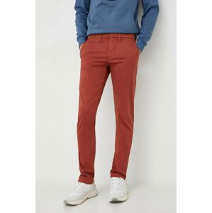 Nohavice Pepe Jeans James pánske, červená farba, priliehavé