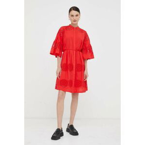 Bavlnené šaty Bruuns Bazaar červená farba, mini, oversize