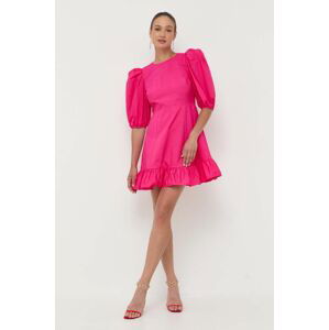 Bavlnené šaty Custommade ružová farba, mini, áčkový strih