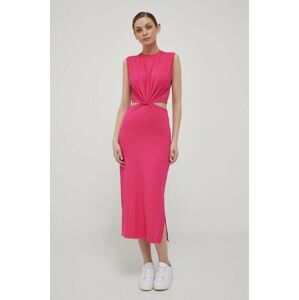 Šaty Tommy Hilfiger ružová farba, maxi, priliehavá