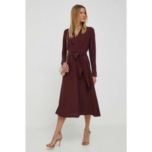 Šaty Lauren Ralph Lauren bordová farba,midi,áčkový strih,250853337