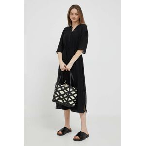 Šaty Dkny čierna farba, midi, oversize