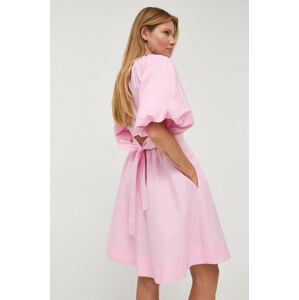 Bavlnené šaty Karl Lagerfeld ružová farba, midi, áčkový strih