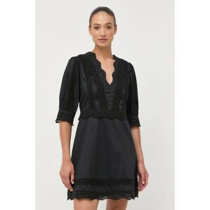 Bavlnené šaty Ivy Oak čierna farba, mini, áčkový strih