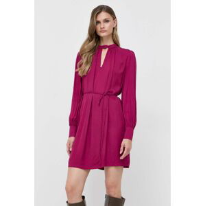 Šaty Twinset fialová farba, mini, rovný strih