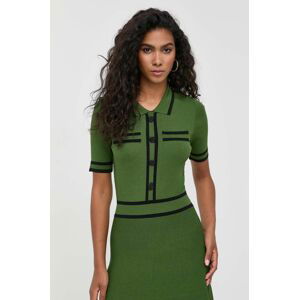Šaty Karl Lagerfeld zelená farba, midi, priliehavá