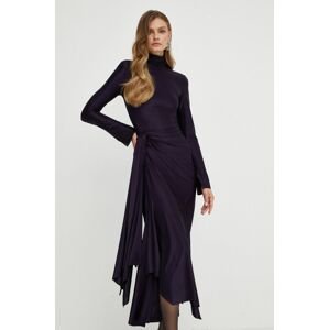 Šaty Victoria Beckham fialová farba, maxi, áčkový strih