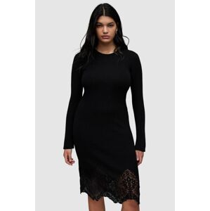 Šaty AllSaints WD044Z MILLY DRESS čierna farba, midi, rovný strih