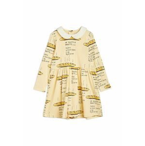 Dievčenské bavlnené šaty Mini Rodini žltá farba, mini, áčkový strih