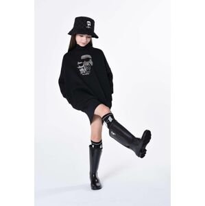 Dievčenské šaty Karl Lagerfeld čierna farba, mini, rovný strih