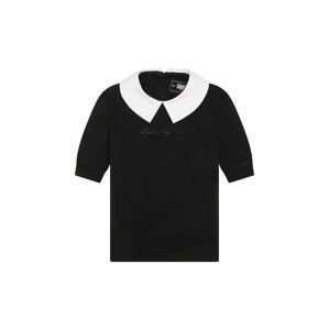 Dievčenské šaty Karl Lagerfeld čierna farba, mini, áčkový strih