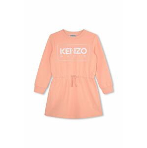 Dievčenské šaty Kenzo Kids ružová farba, mini, rovný strih