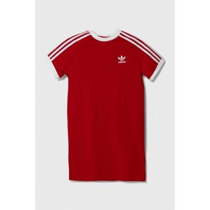 Dievčenské bavlnené šaty adidas Originals červená farba, midi, rovný strih