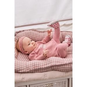 Detské bavlnené šaty Mayoral Newborn ružová farba, mini, rovný strih