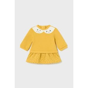 Šaty pre bábätká Mayoral Newborn žltá farba, mini, áčkový strih
