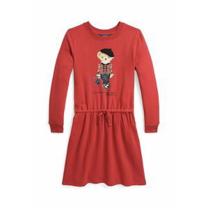 Dievčenské šaty Polo Ralph Lauren červená farba, mini, áčkový strih