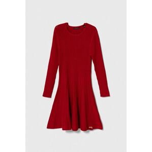 Dievčenské šaty Guess červená farba, midi, áčkový strih