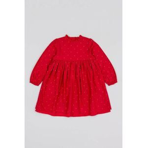 Dievčenské bavlnené šaty zippy červená farba, mini, áčkový strih