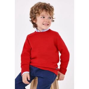 Detský sveter s prímesou vlny Mayoral červená farba, tenký