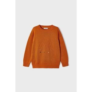 Detský sveter s prímesou vlny Mayoral oranžová farba, tenký
