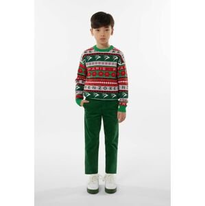Detský sveter Kenzo Kids zelená farba