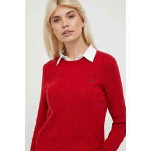 Vlnený sveter Polo Ralph Lauren dámsky, červená farba, tenký
