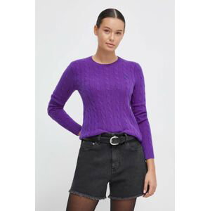 Vlnený sveter Polo Ralph Lauren dámsky, fialová farba, tenký