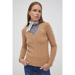 Vlnený sveter Polo Ralph Lauren dámsky, béžová farba, tenký