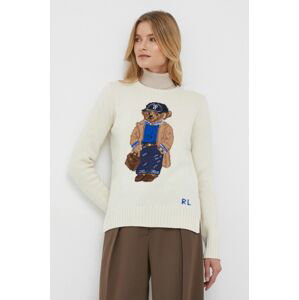 Vlnený sveter Polo Ralph Lauren dámsky, béžová farba
